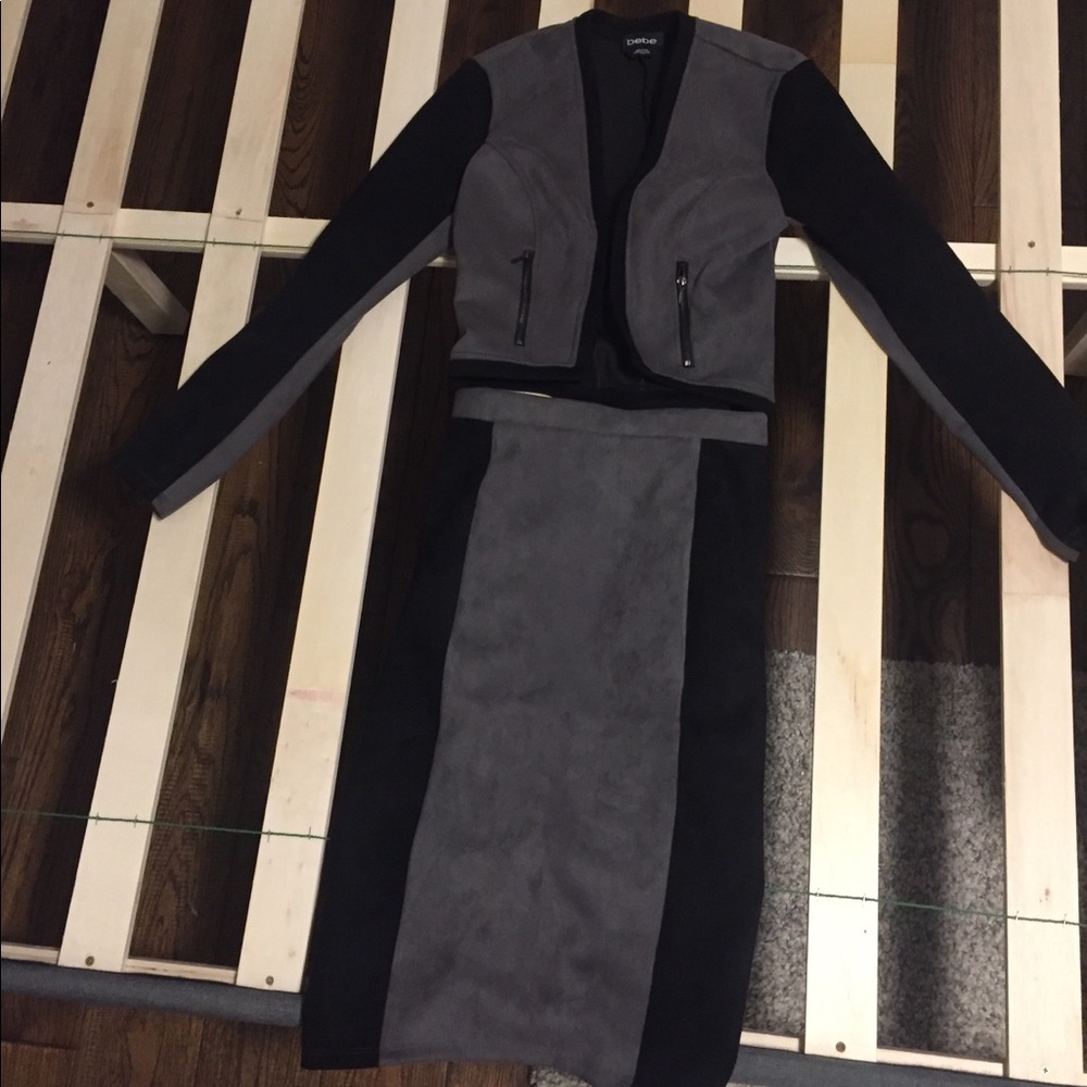 Bebe jacket and long skirt.